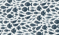 swimming fish - navy and grey blue tapet