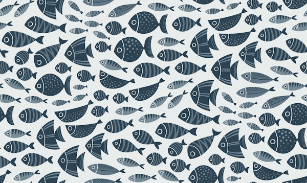 swimming fish - navy and grey blue