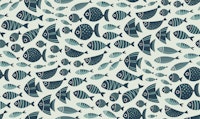 swimming fish - navy blue and aqua tapet