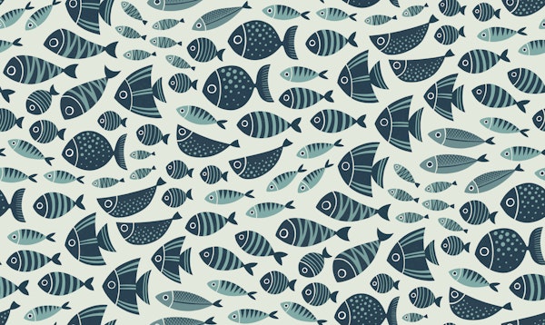 swimming fish - navy blue and aqua