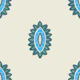 Blue teal Indian block print floral