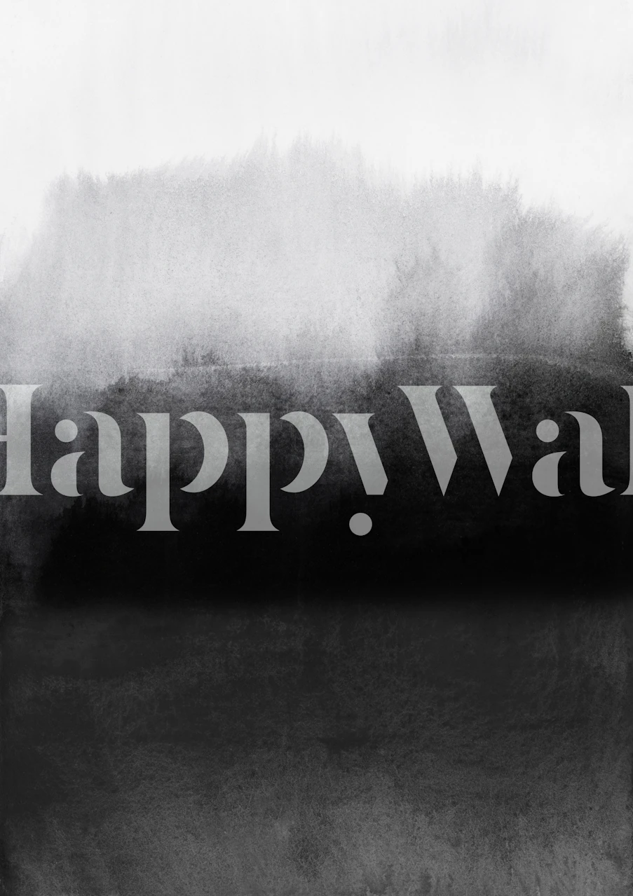 Greyscale abstract landscape wall mural depicting calm scenery