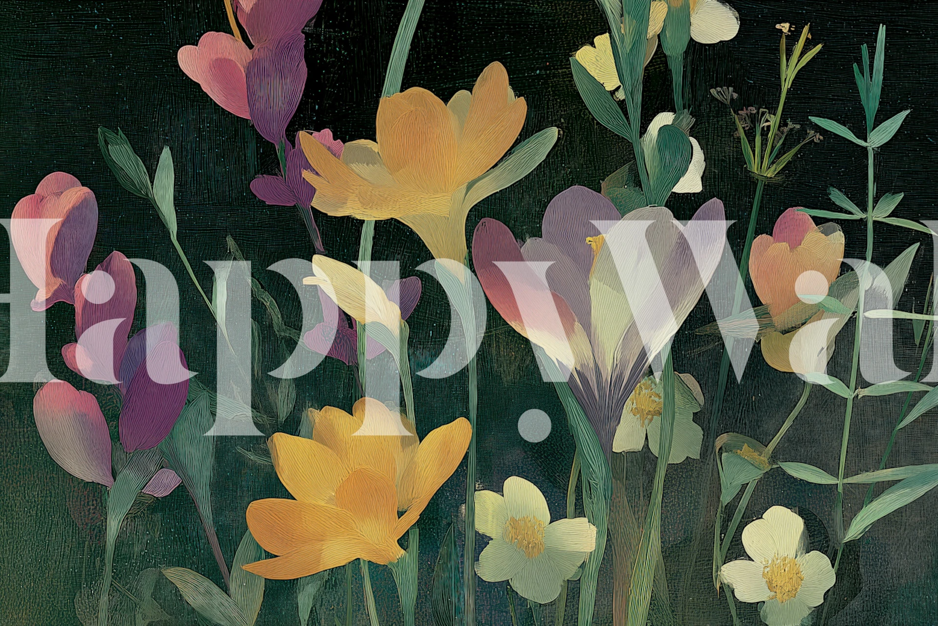 Midnight Garden Blossoms ziedu tapetes dizains