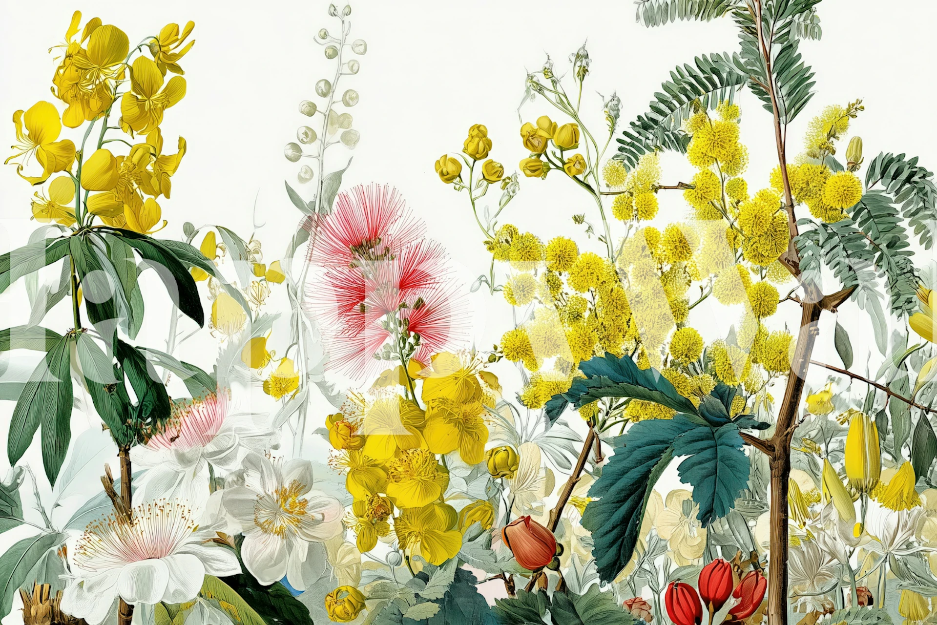 Botanical Bloom Collage wallpaper in a room