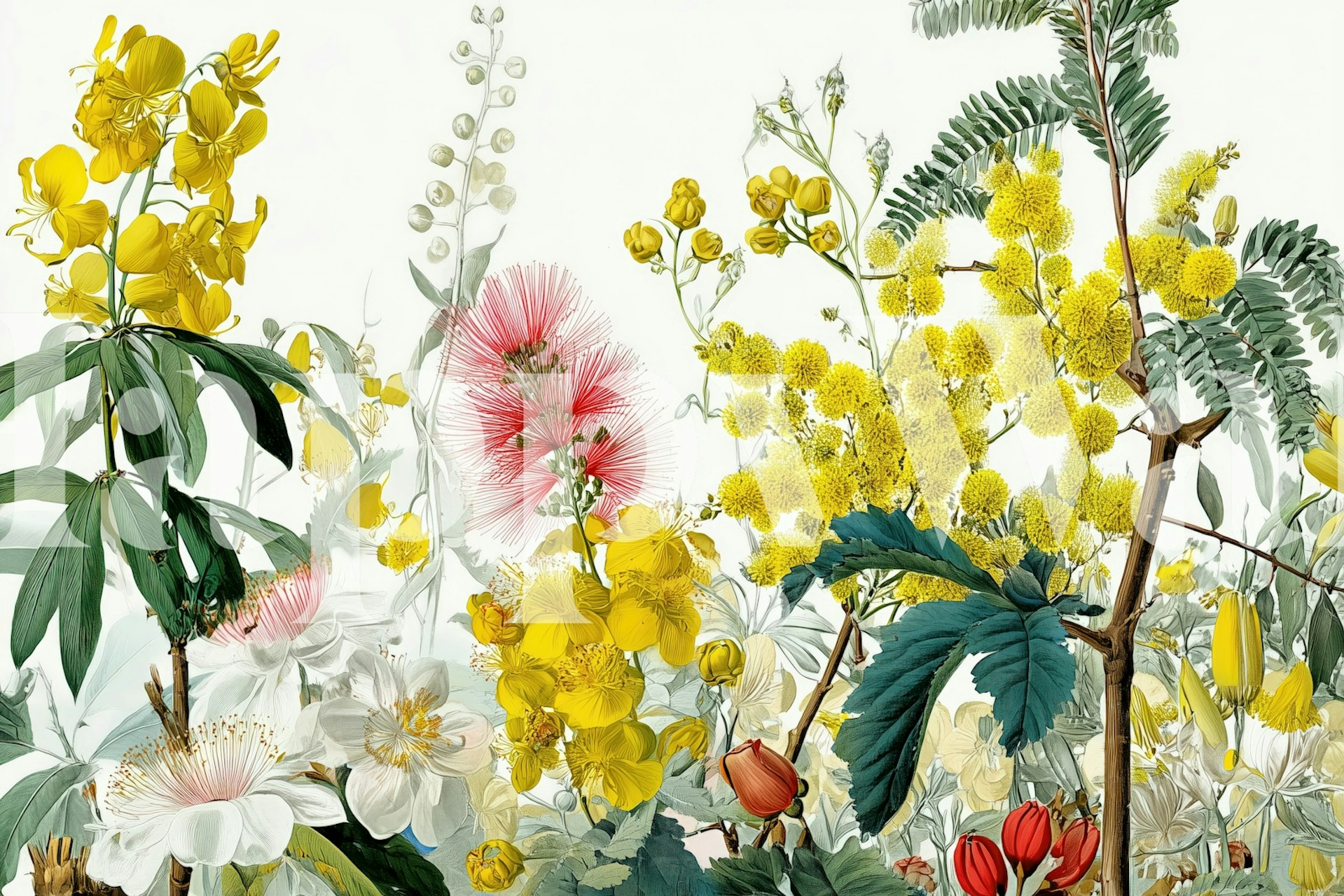 Tapeta Botanical Bloom Collage v místnosti