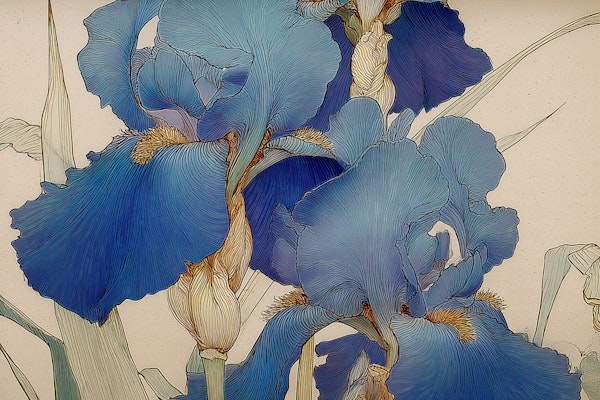 Elegant Blue Iris Illustration