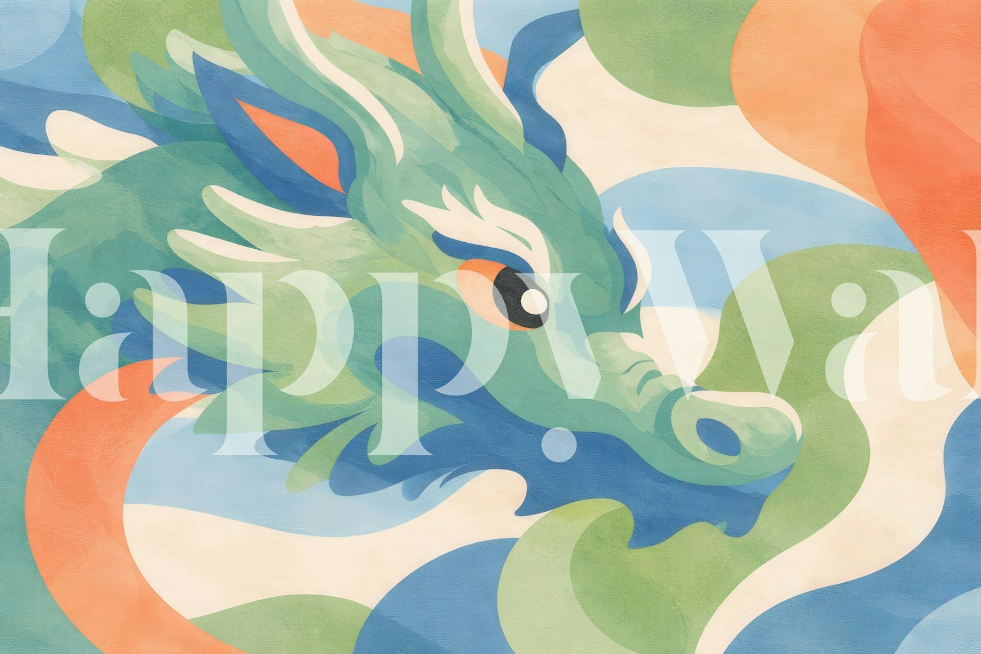 Abstract Flowing Dragon wallpaper in a room