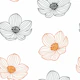 Minimal Line Flowers Black and Orange
