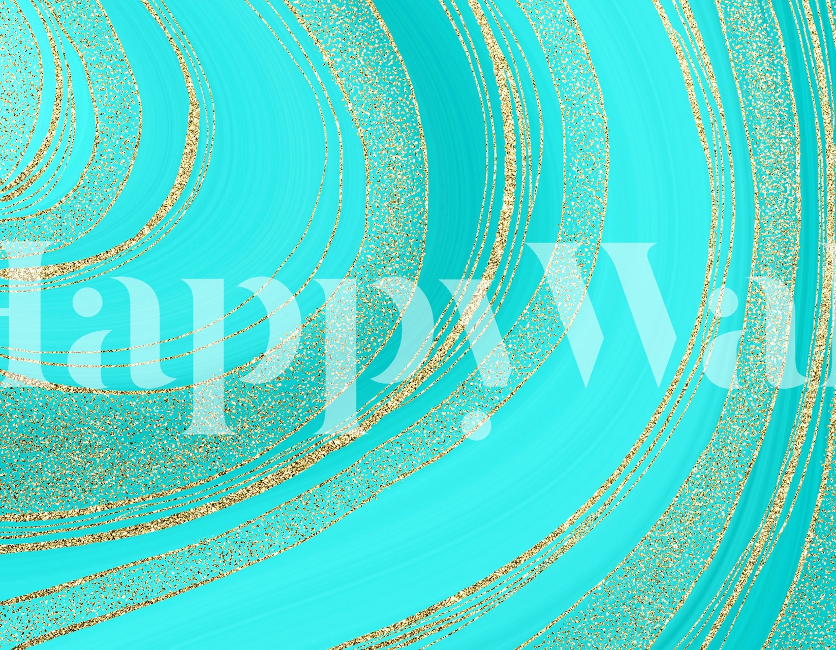 Turquoise and gold marble pattern wallpaper