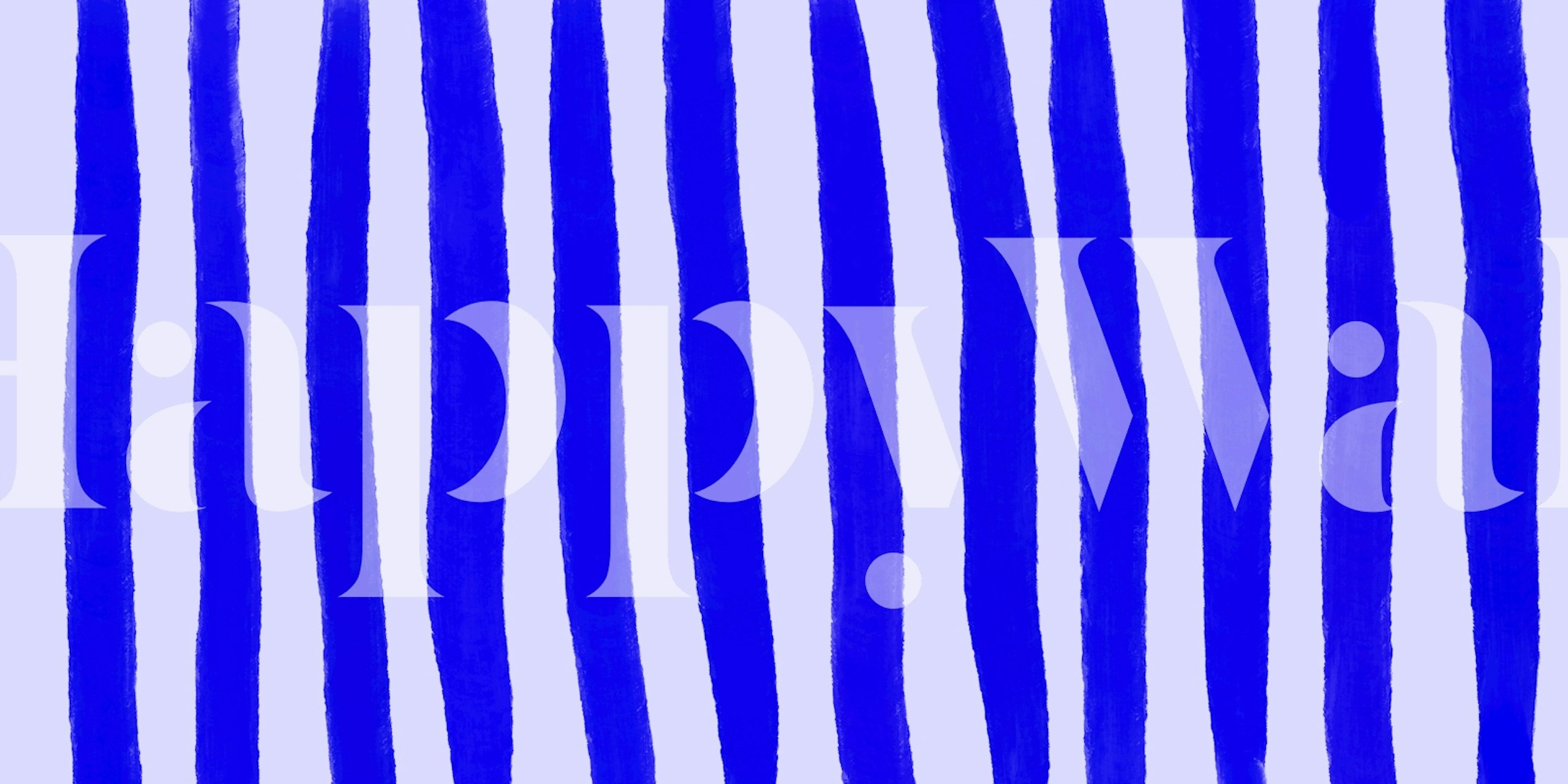 Gekke blauwe strepen behang in een kamer