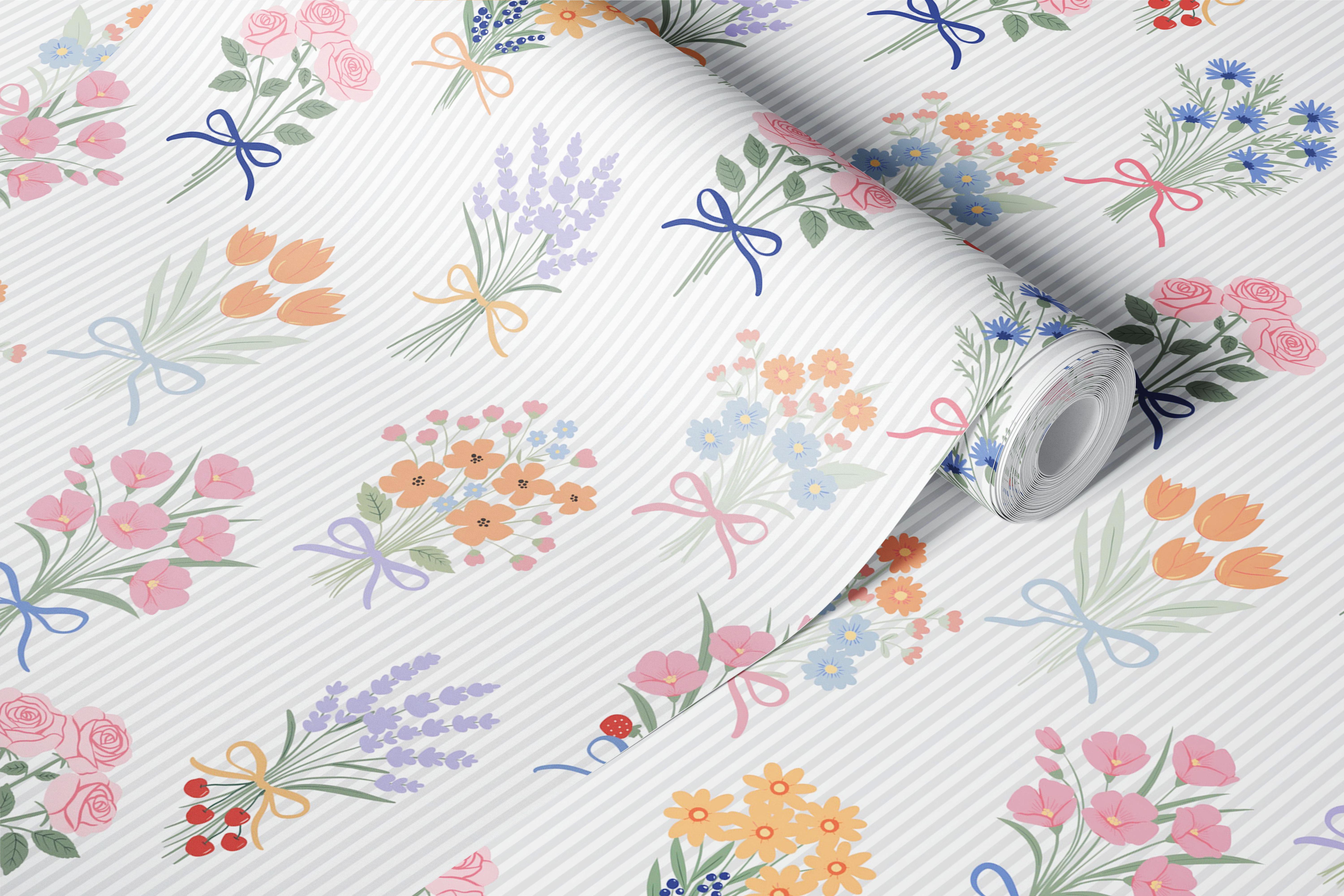 Cottagecore Flower Bunches wallpaper in a room