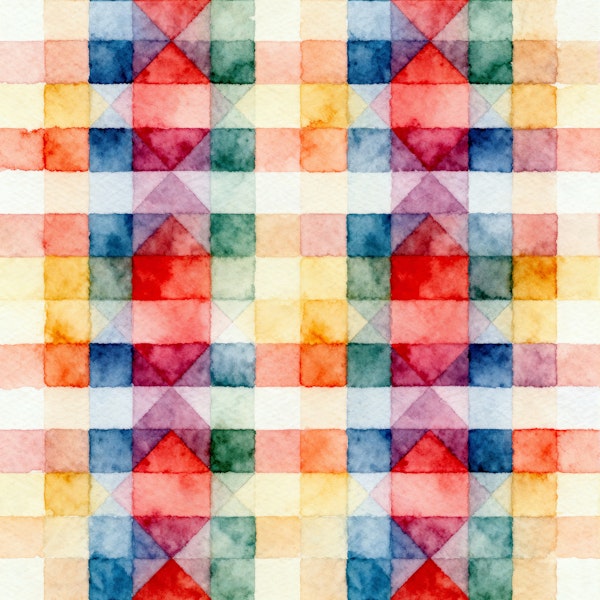 Rustic Watercolor Checkered Tiles