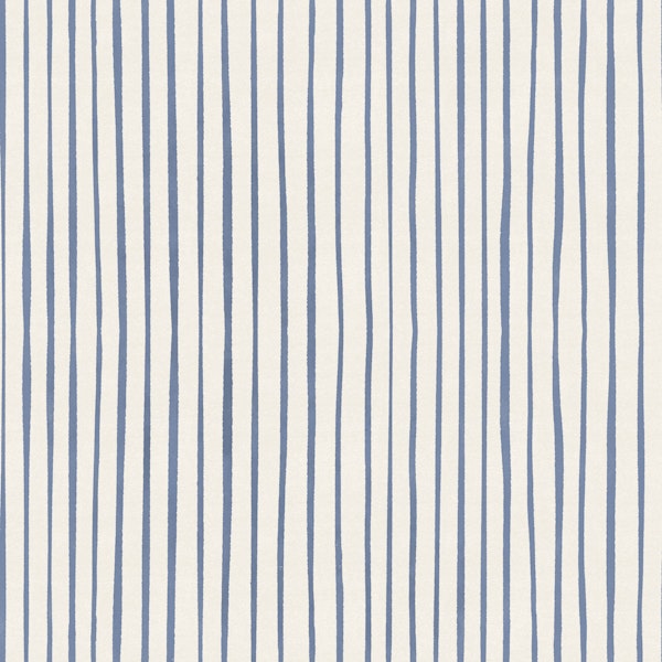 Blue Hand Drawn Vertical Stripes on White