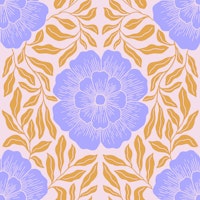 Blue and Gold Block Print Florals tapet