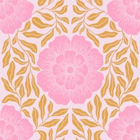 Block Print Pattern With Pink And Gold Floral tapet