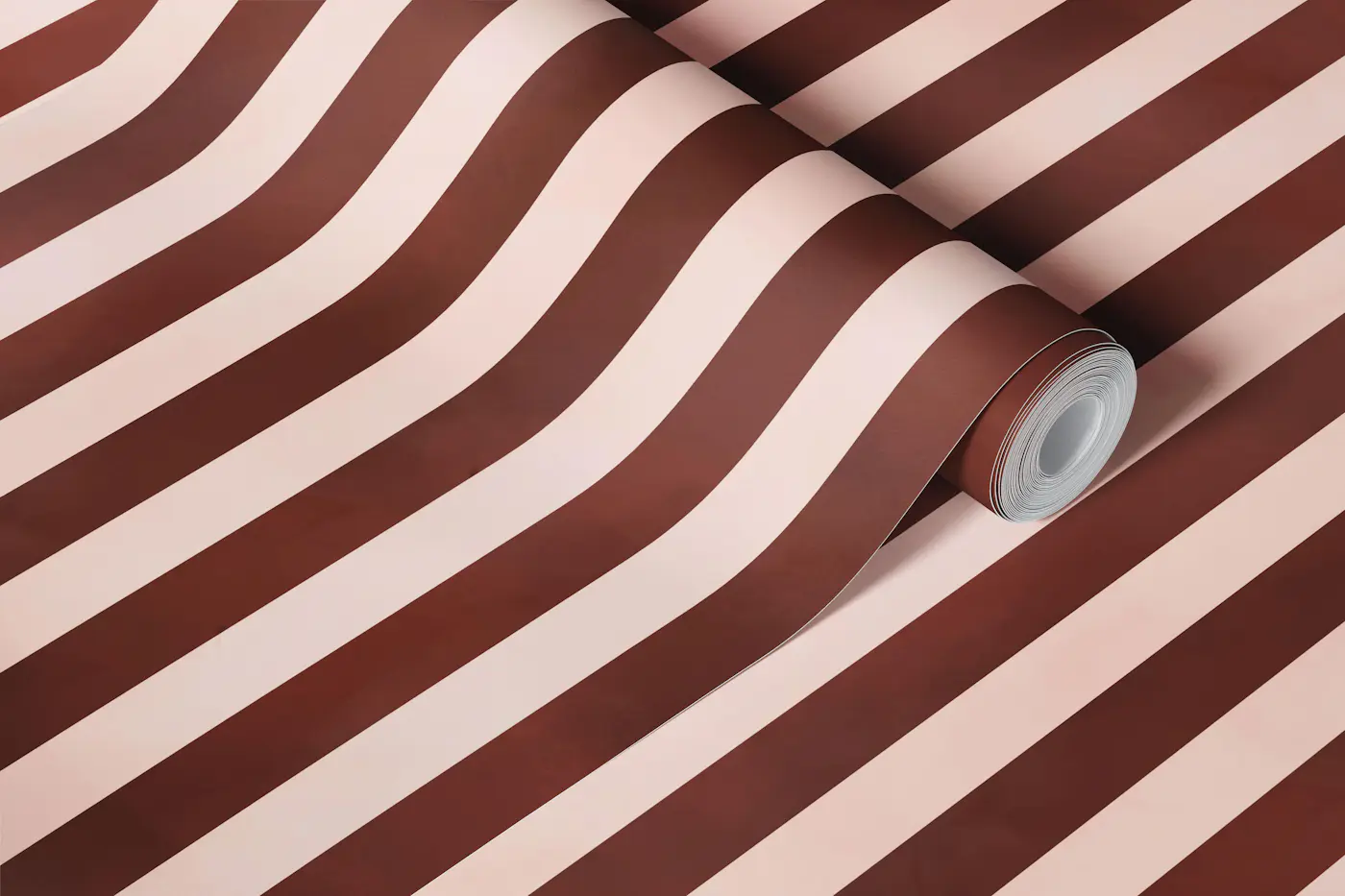 Salmon pale pink brown stripes - a wallpaper roll