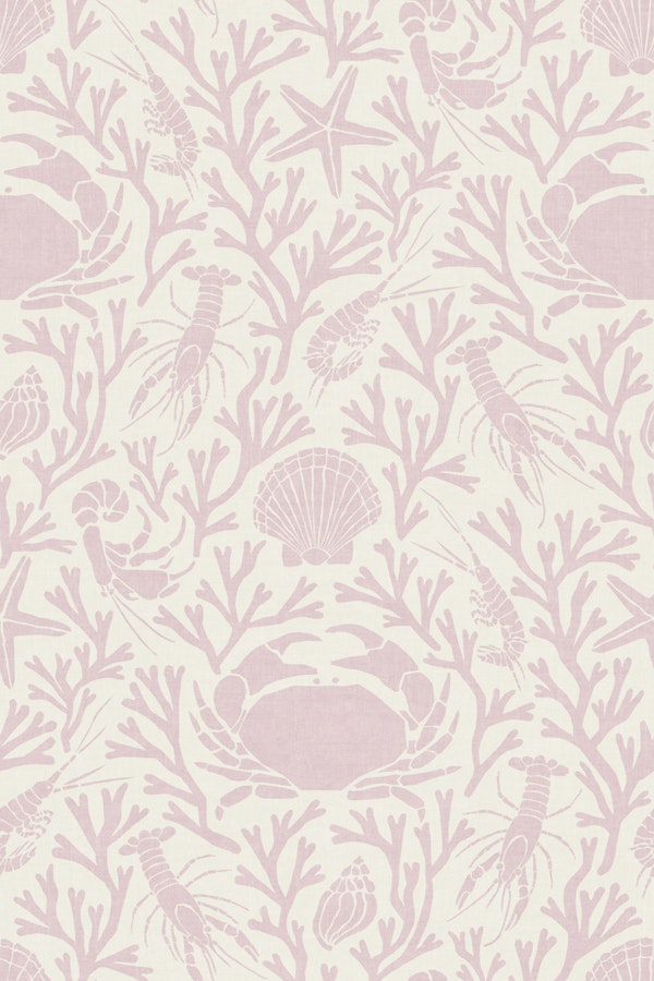 Soft Pink Coastal Crabs and Shells - Textured