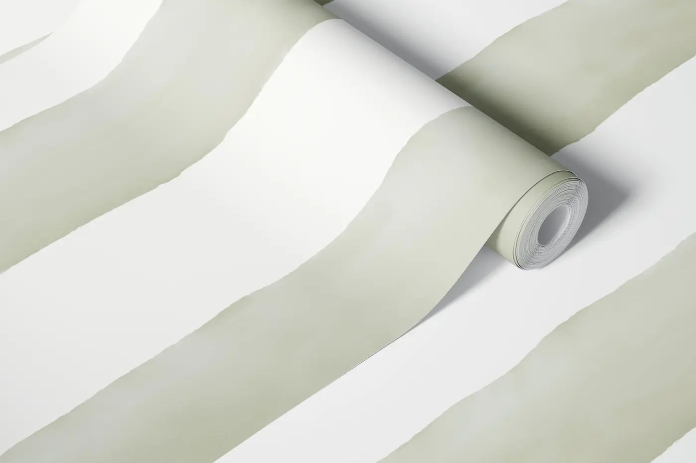 Watercolour Stripes - Sage Green wallpaper roll