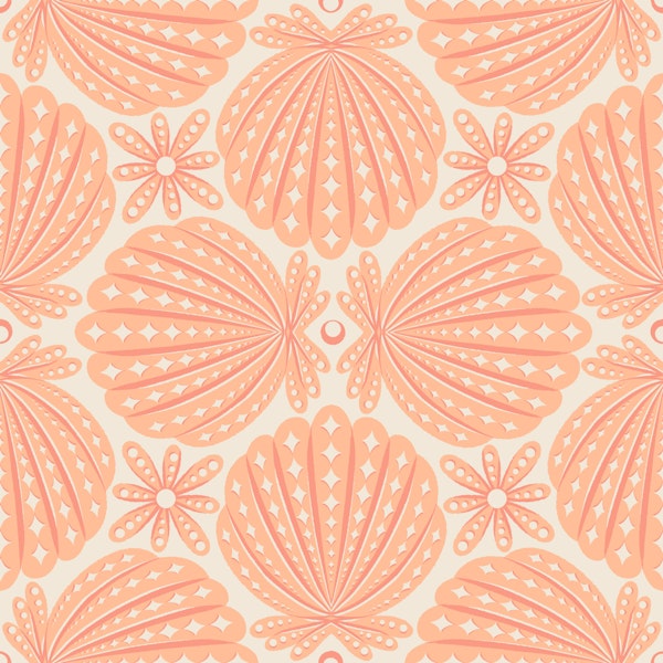 Peach Scallop Shells Coral Coastal Boho