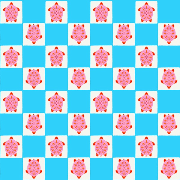 Pink Sea Turtle Checkerboard