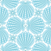 Coastal Blue Shell Motifs Scallop Shells wallpaper
