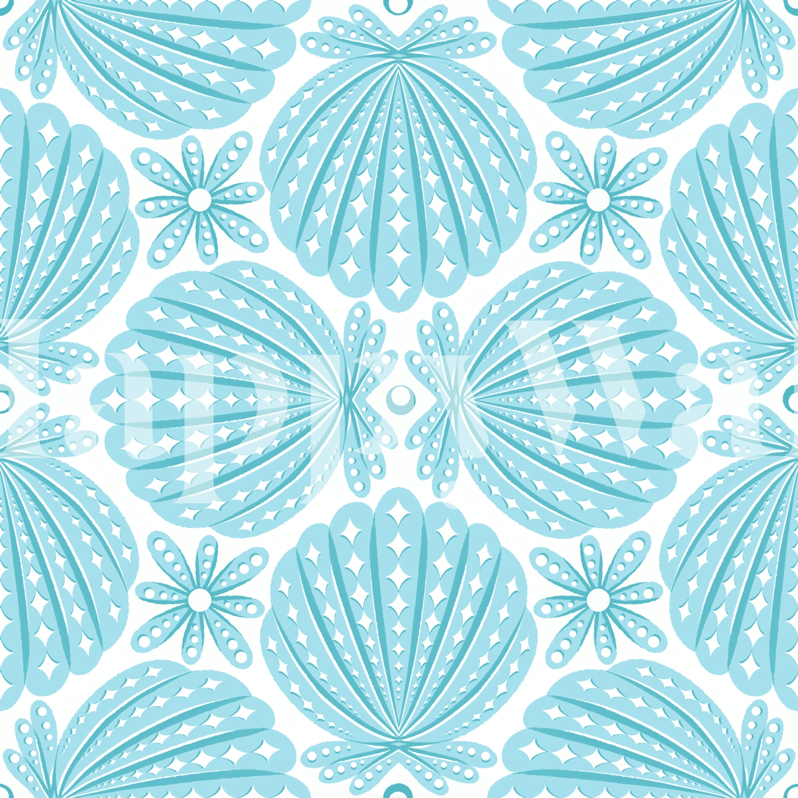 Coastal Blue Shell Motifs Wallpaper | Happywall