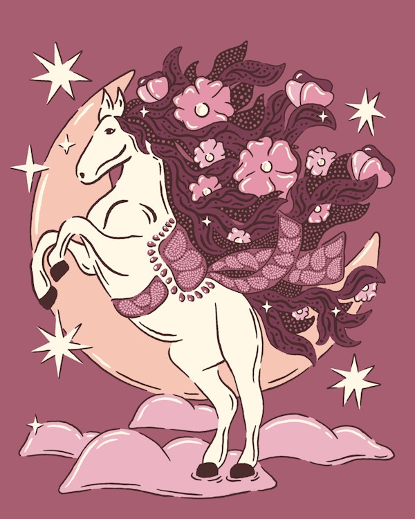 Whimsical Horse Starry Moon