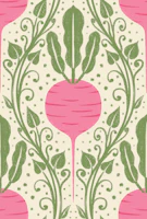 Playful Radish Botanical Kitchen Pink Green tapete