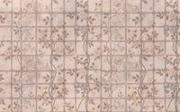 Sepia Botanical Trellis With Blue Flowers wallpaper
