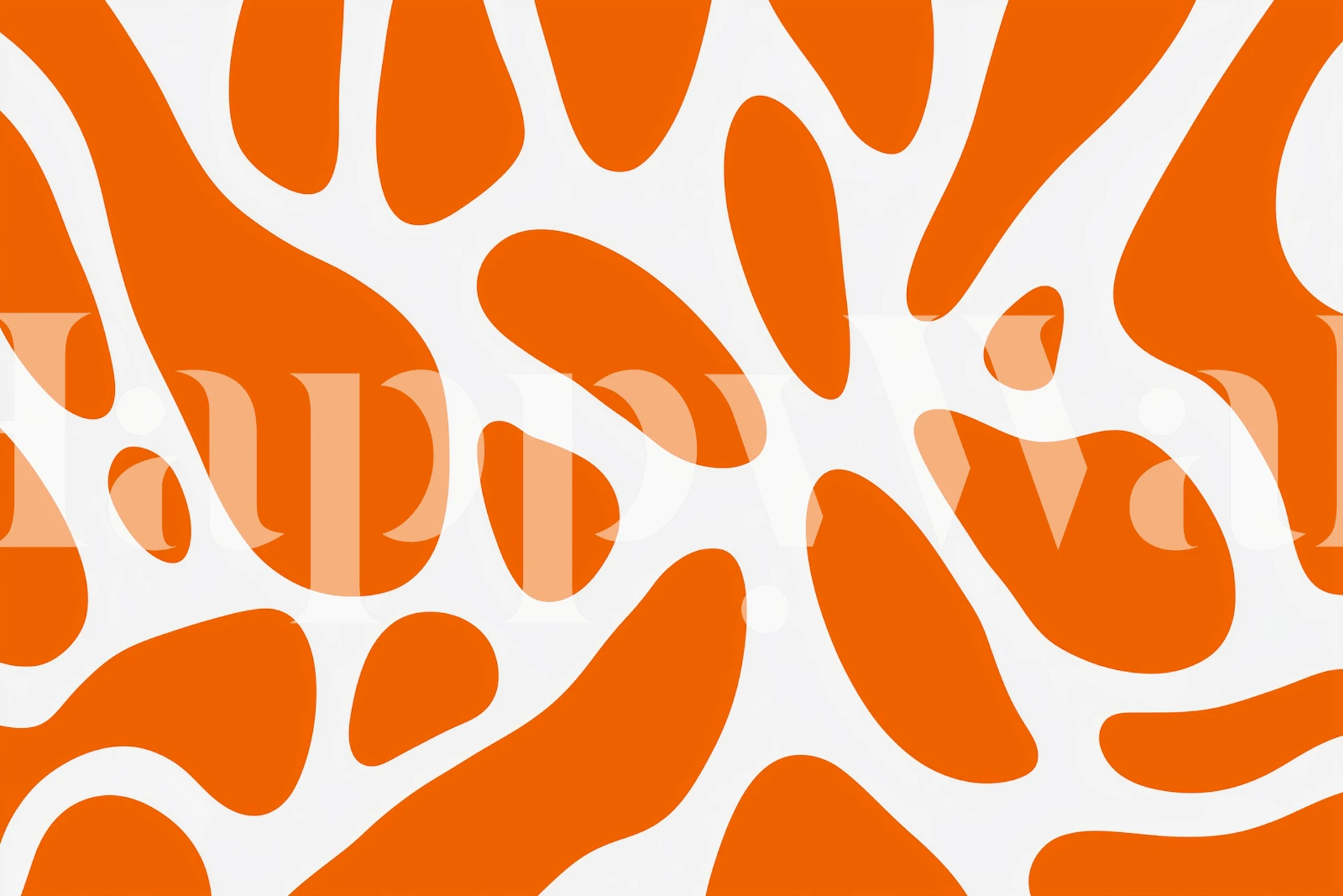 Orange White Organic Spots wallpaper in a room