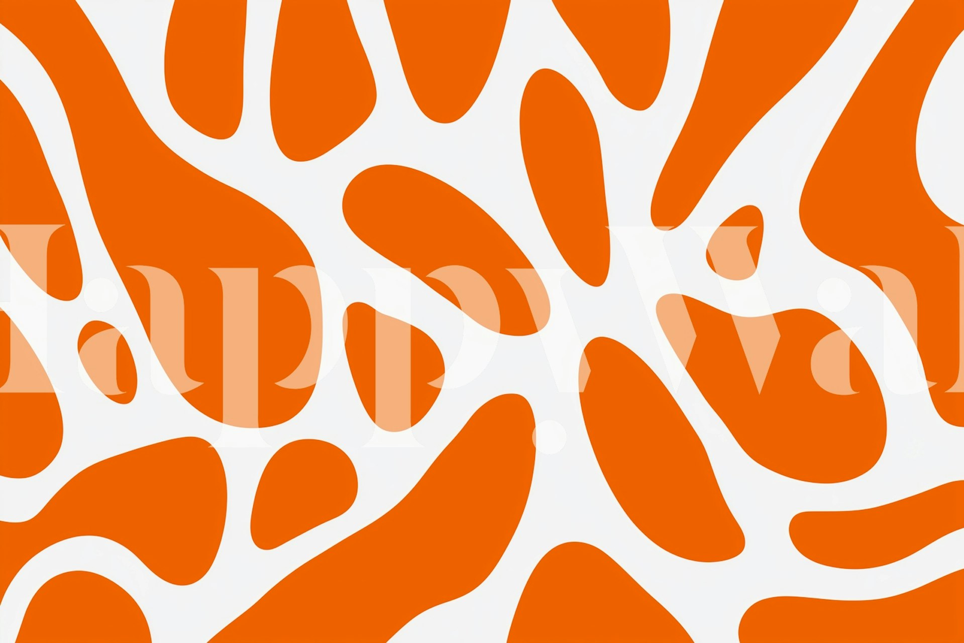 Orange White Organic Spots wallpaper in a room