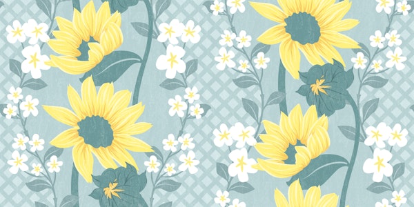 Sunflowers and Vines vertical stripe