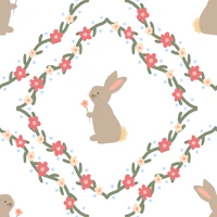 Boho Floral Rabbit carta da parati
