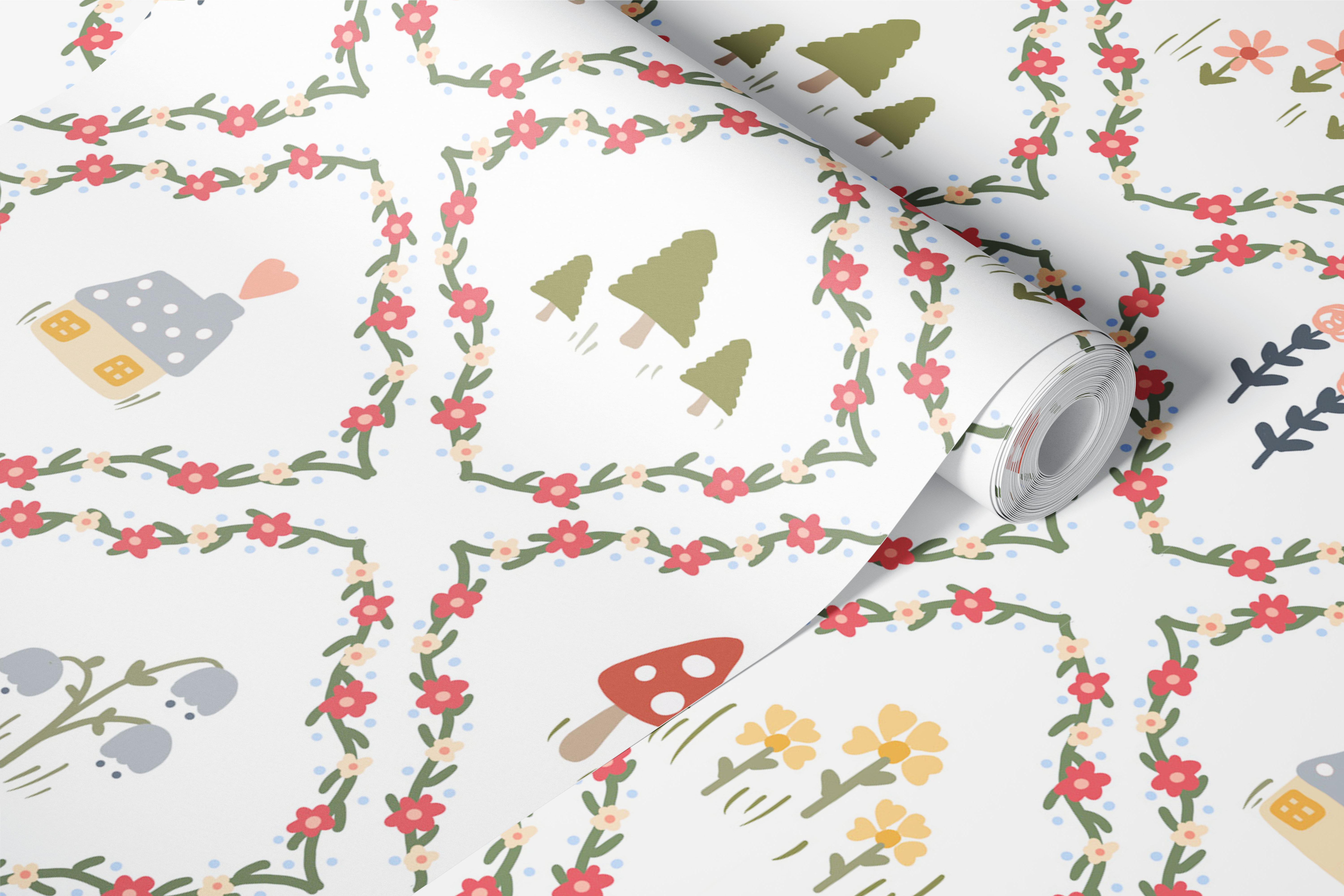 Fairytale Forest Floral tapet i ett rum