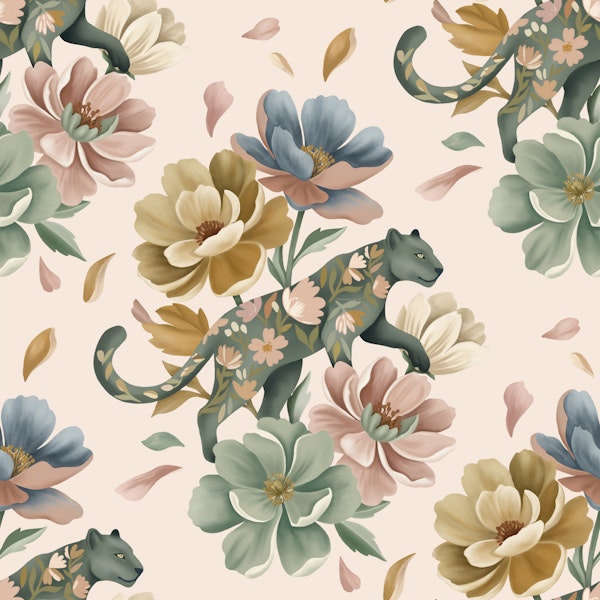 Soft Blush Floral Feline