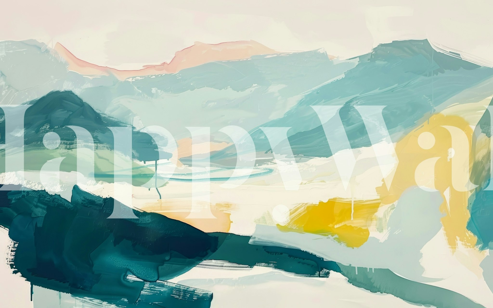 Ocean-inspired artwork wallpaper in a room