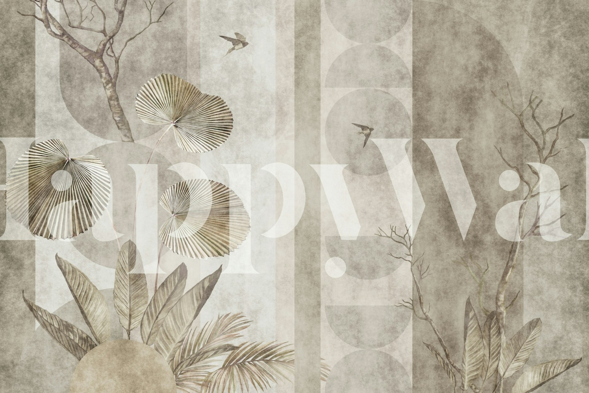 Tropical Dried Leaves Art wallpaper in a room