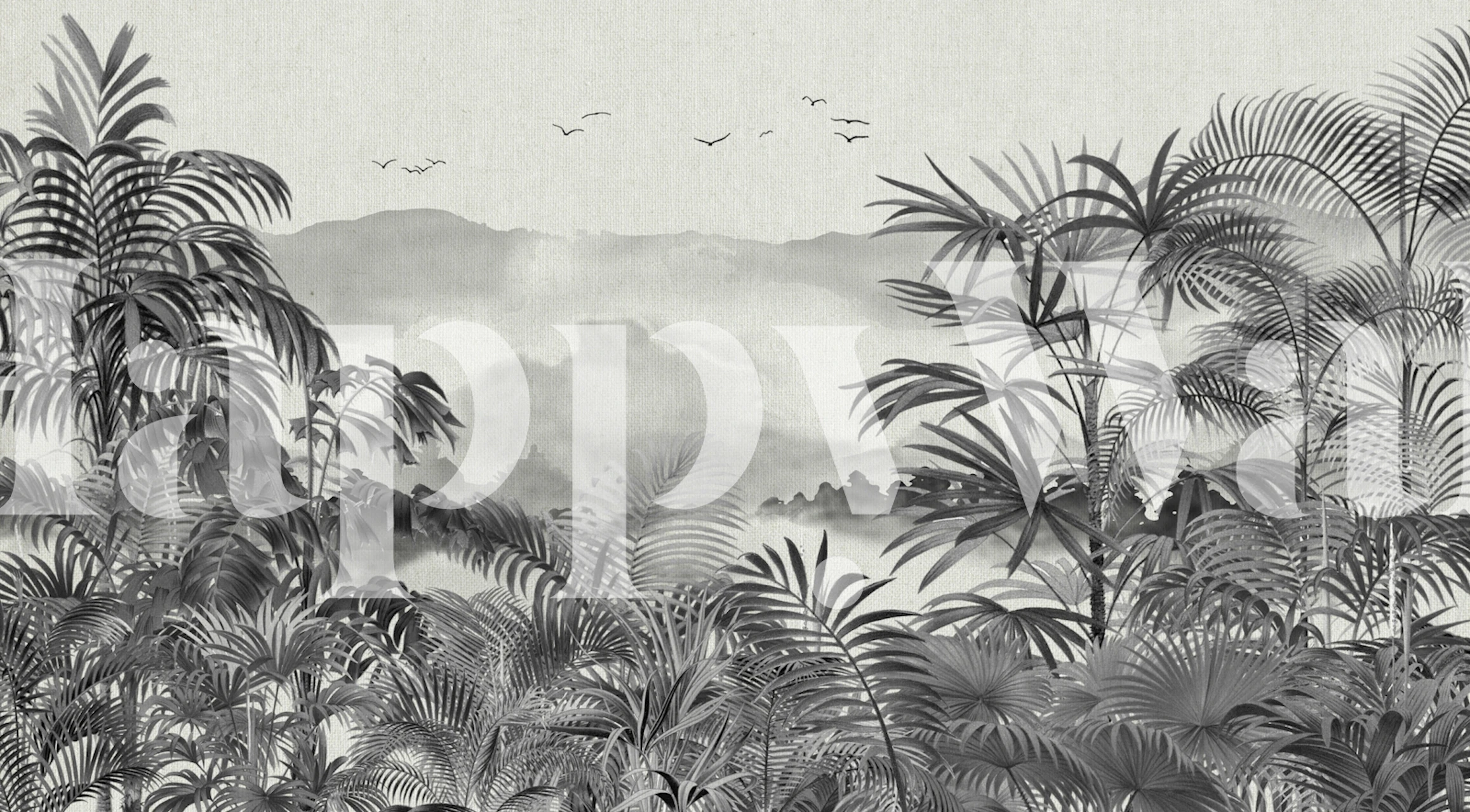 Elegant tropical leaves wallpaper in a room