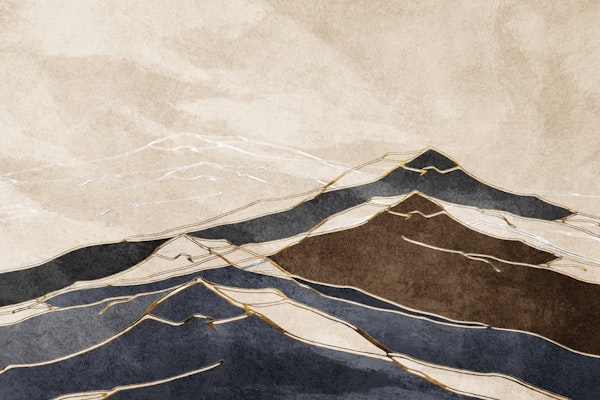 Modern Ink Wash Mountain Scene