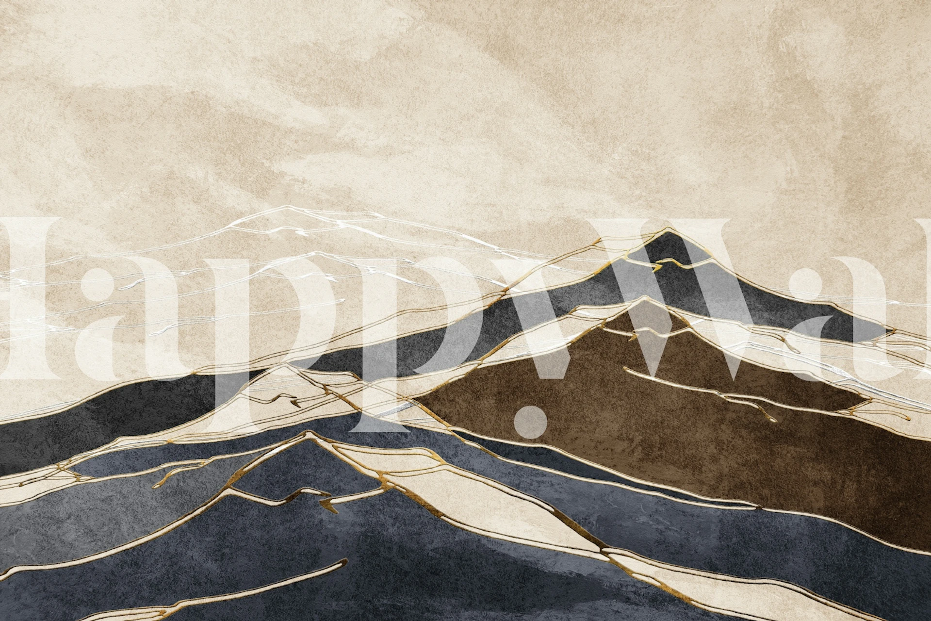 Modern Ink Wash Mountain Scene in een kamer