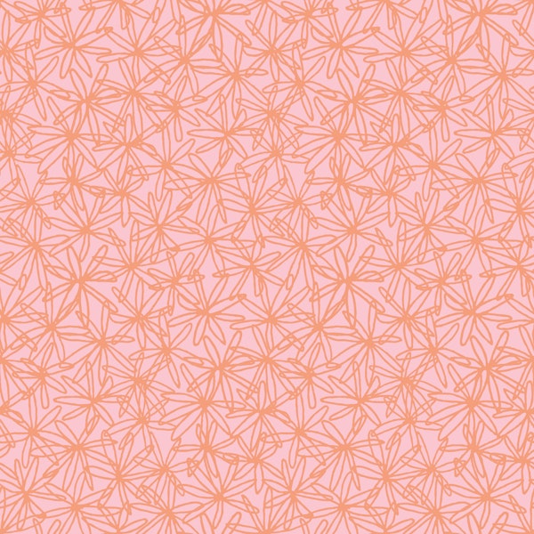 Minimal Floral Linework Tangerine Pink