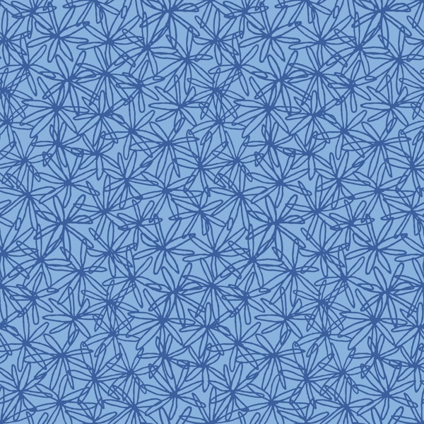Minimal Floral Linework Moody Blue