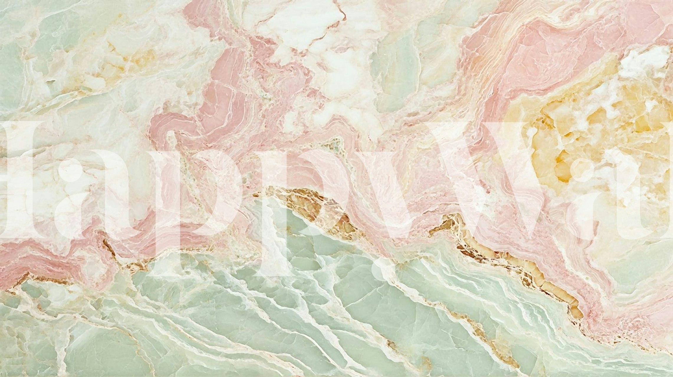 Pink And Mint Light Stone behang in een kamer