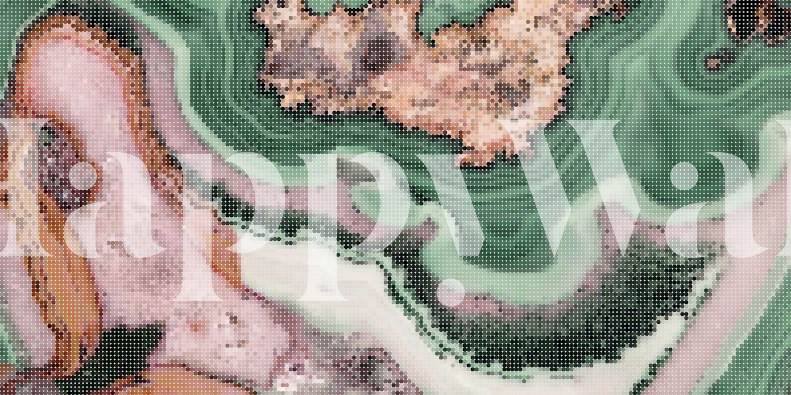 Green and pink stone wallpaper in a room