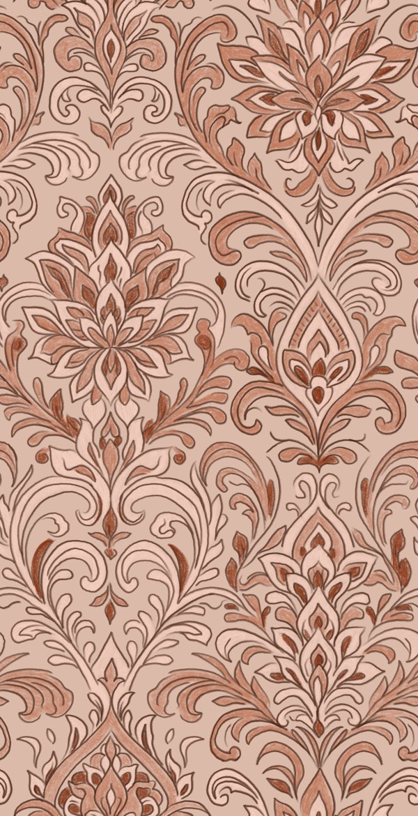 Blush Copper Ornate Damask