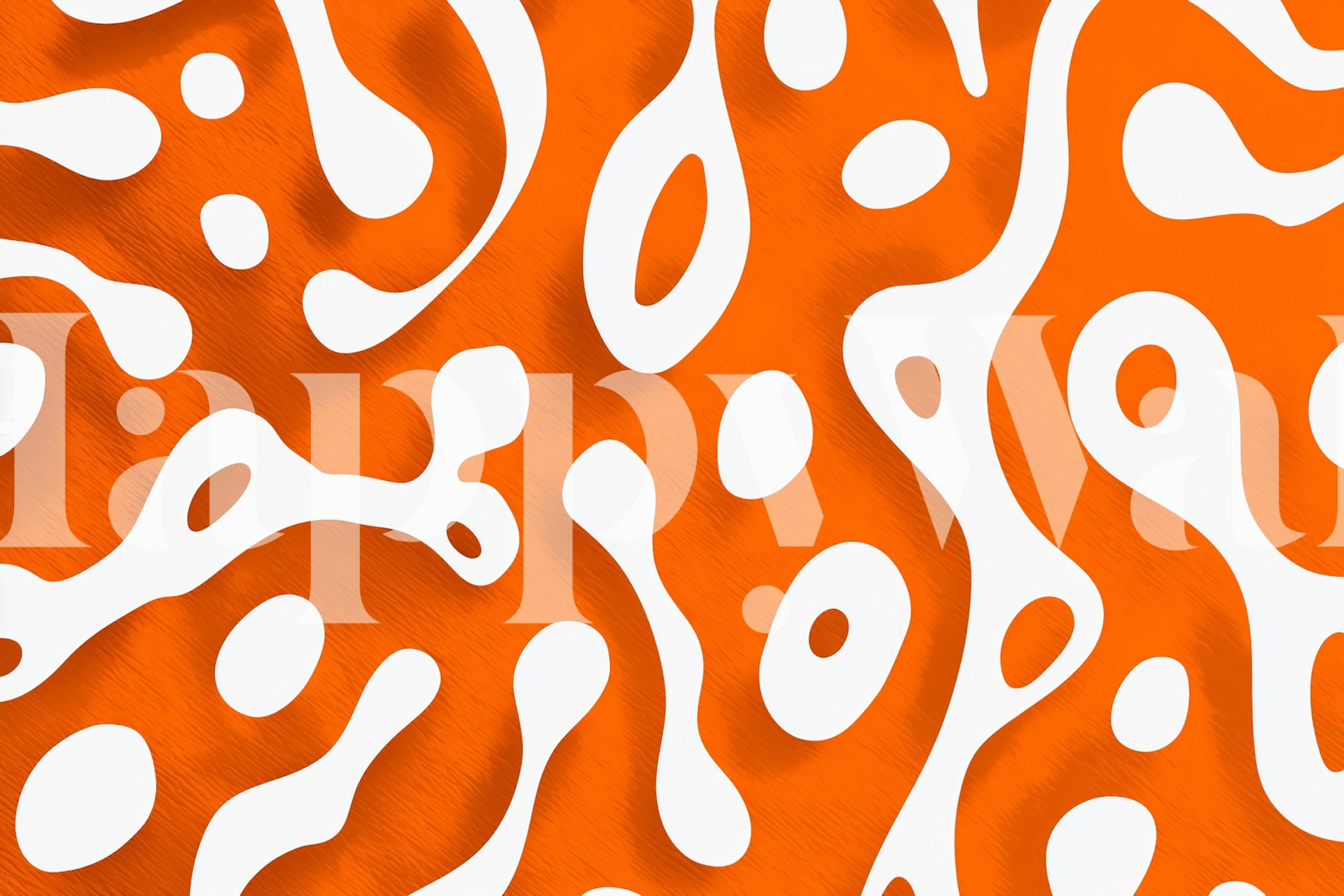 Modern orange wavy abstract wallpaper in a room