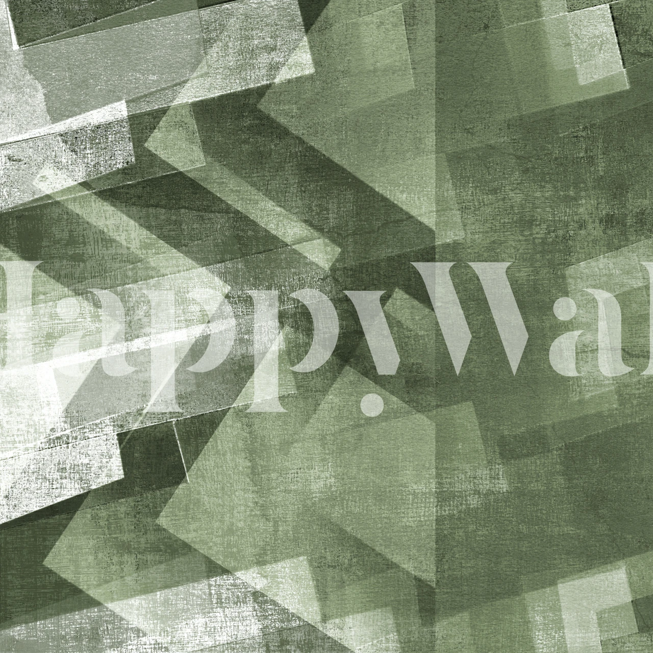 Forest Green Grunge Geometric wallpaper in a room