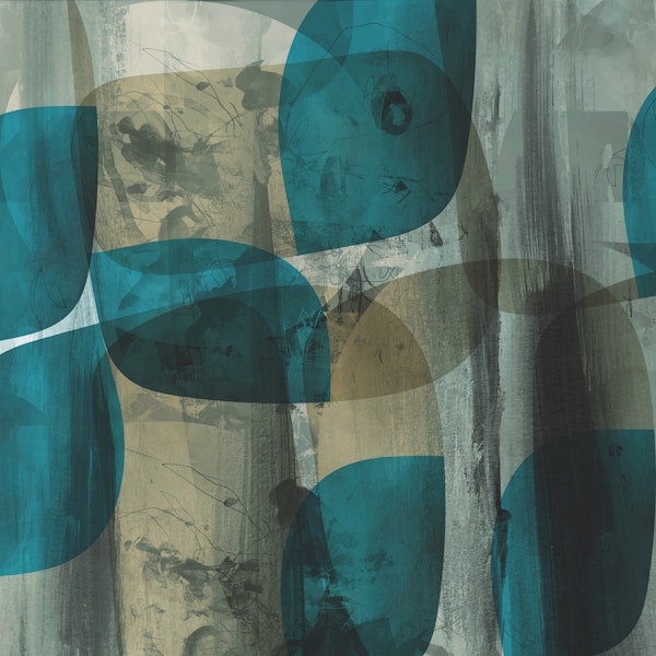 Teal Mid Century Abstract Shapes