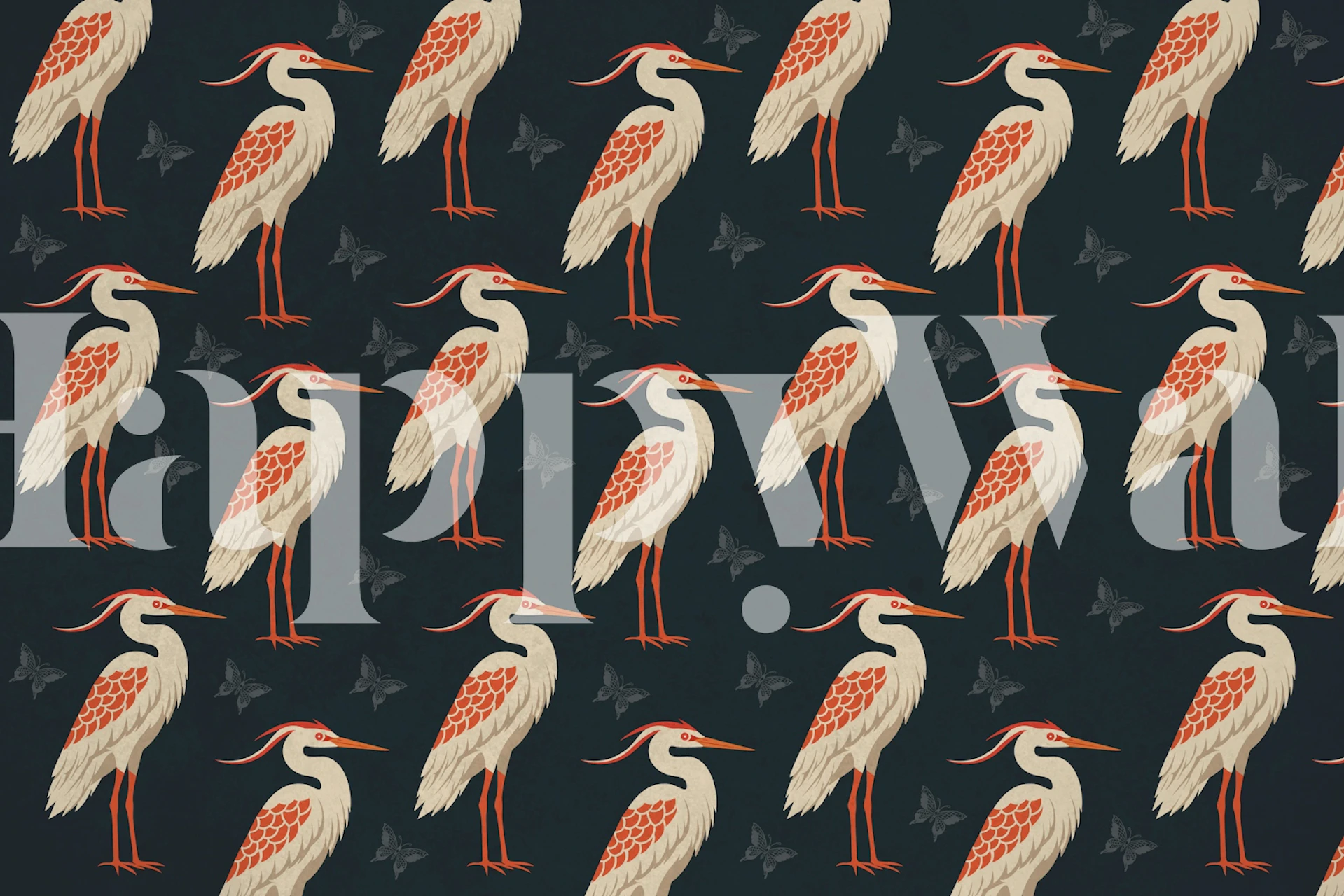 Heron Bird Blue wallpaper displayed in a room