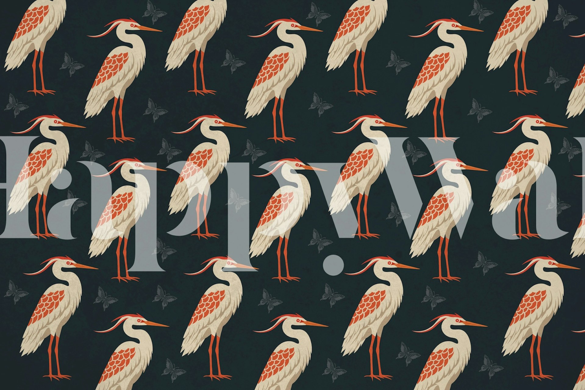 Heron Bird Blue wallpaper displayed in a room